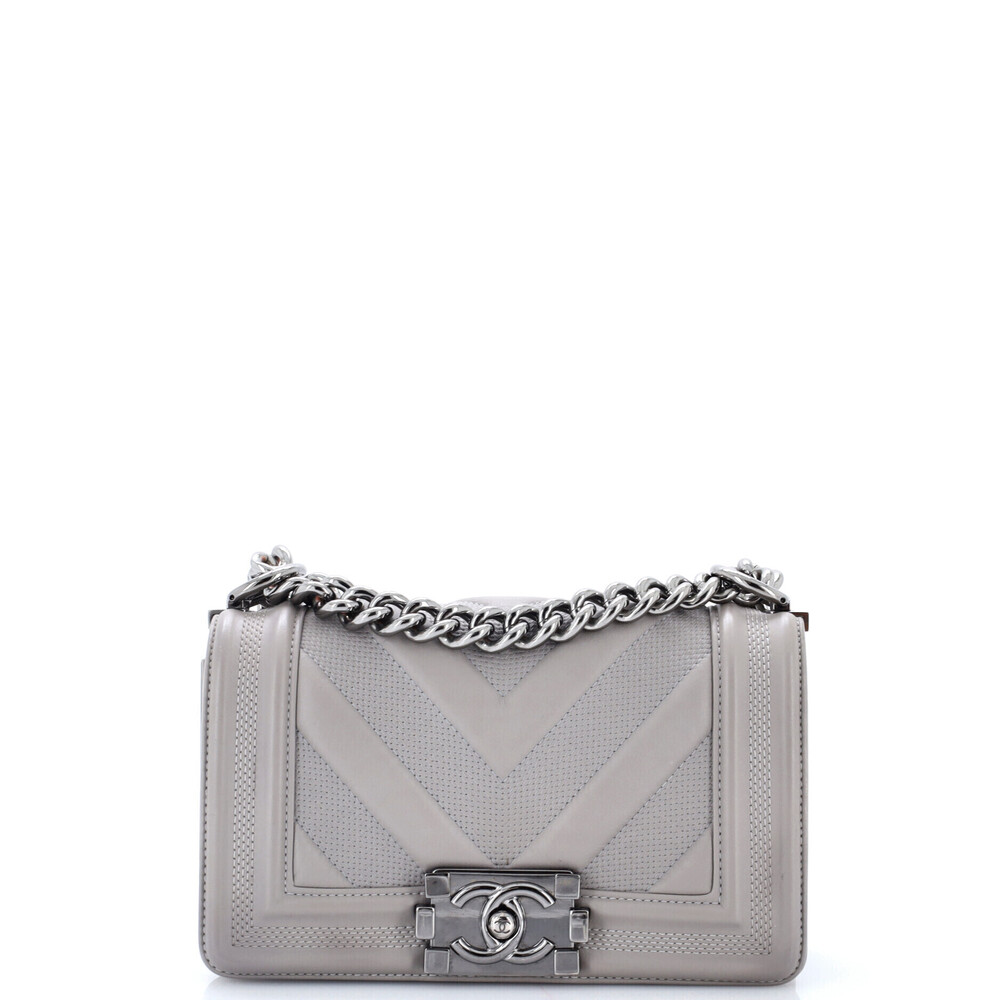 Chanel Small Boy Flap Bag Perforated Chevron Lambskin